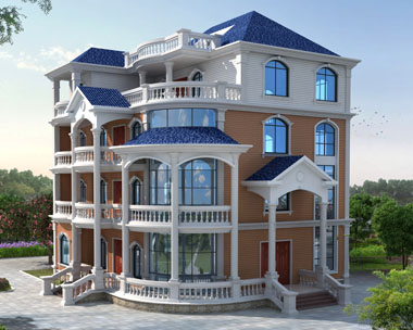 AT1753欧式豪华四层复式大型别墅设计施工图纸17.1mx16.2m